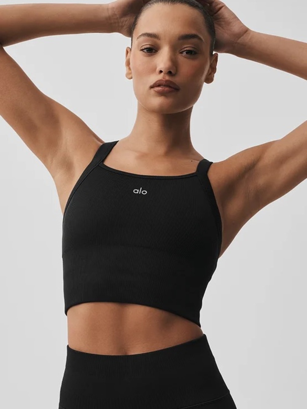 Alo Seamless Ribbed Favorite Bra Tank Small black